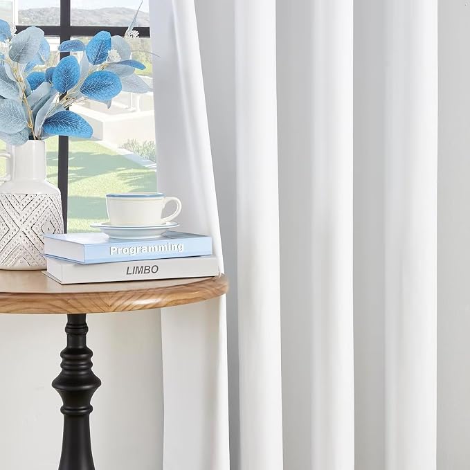 Joydeco 72 Inch 60% Blackout White Curtains 2 Panels, Elegant Semi Sheer - Image 7