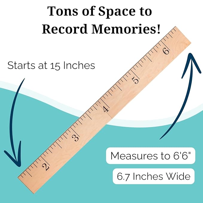 Headwaters Studio Wooden Growth Chart – Kids Height Chart, Wall Measurement for Kids, Height Chart for Wall, Growth Ruler for Children – Natural Ruler (63"x6.7")