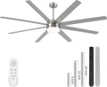 YUHAO 72 Inch Brushed Nickel Ceiling Fan with Light and Remote Control.Noiseless,Dimmable,3CCT,6 Speeds Reversible, DC Ceiling Fans for Indoor or Covered Outdoor