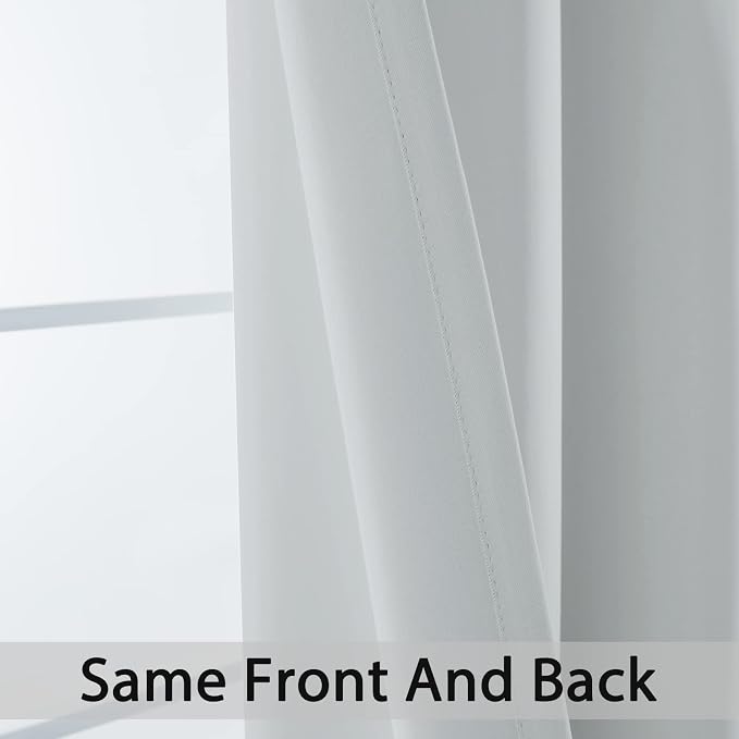 Yakamok Greyish White Room Darkening Curtains 84 inch Sliding Door Drapes | 1 - Image 4