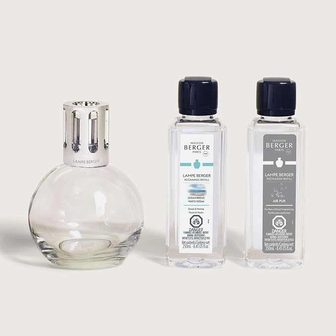 MAISON BERGER Lampe Berger Giftset - Starter Round - Home Fragrance Diffuser - Includes 2 Fragrances So Neutral and Ocean Breeze - 250 milliliters - 8.45 Fluid Ounces