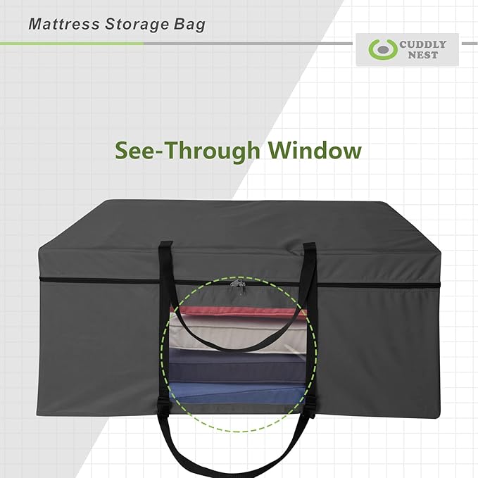 Cuddly Nest Folding Mattress Storage Bag - Heavy Duty Carry Case for Tri-Fold Guest Bed (Fits 4" NARROW TWIN & COT Mattress,Black)