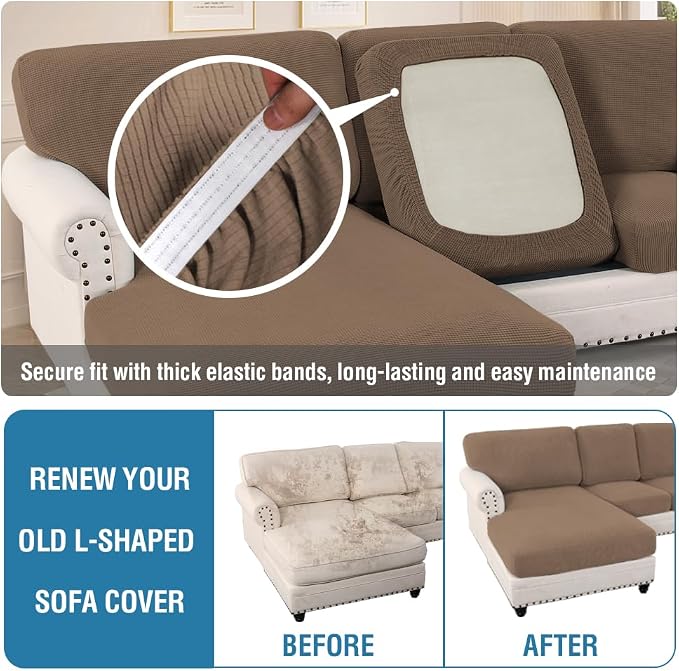 H.VERSAILTEX Sectional Couch Covers 4 Pieces Sofa Seat Cushion Covers L Shape - Image 6