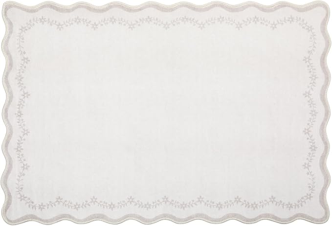 GarveeHome Scalloped Entryway Rug 2x3 Beige Washable Front Door Entry Rug | - Image 8