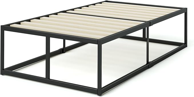 Zinus Joseph 18 Inch Platform Bed Frame, Wood Slat Support, No Box Spring Needed, Eco Friendly WonderBox(TM) Packaging, Easy Assembly, Black, Twin