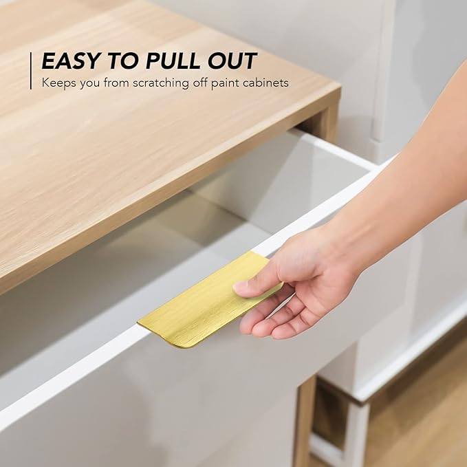 Ravinte Hardware 30 Pack Gold Cabinet Handles, 4 Inch (102mm) Finger Edge Pulls, 3 Inch Hole Center, Finger Pulls for Cabinets