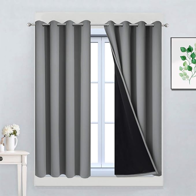 Yakamok Grey Blackout Curtains 45 Inches Long by Yakamok