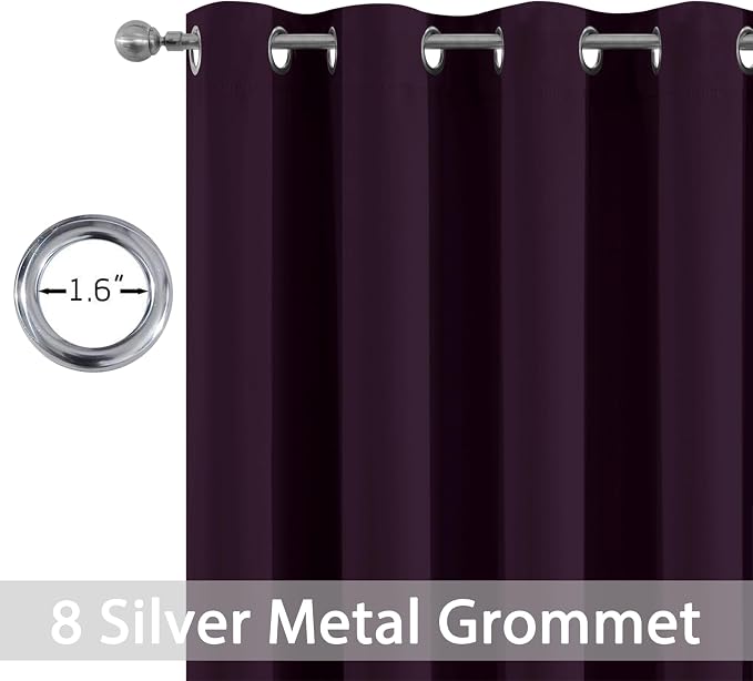 Yakamok Room Darkening Curtains 52x84 inch Length Dark Purple-Living Room | 2 - Image 2