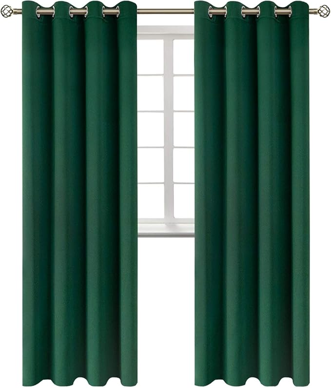 BGment Blackout Curtains - Grommet Thermal Insulated Room Darkening Bedroom and Living Room Curtains, Set of 2 Panels (52 x 120 Inch, Emerald Green)