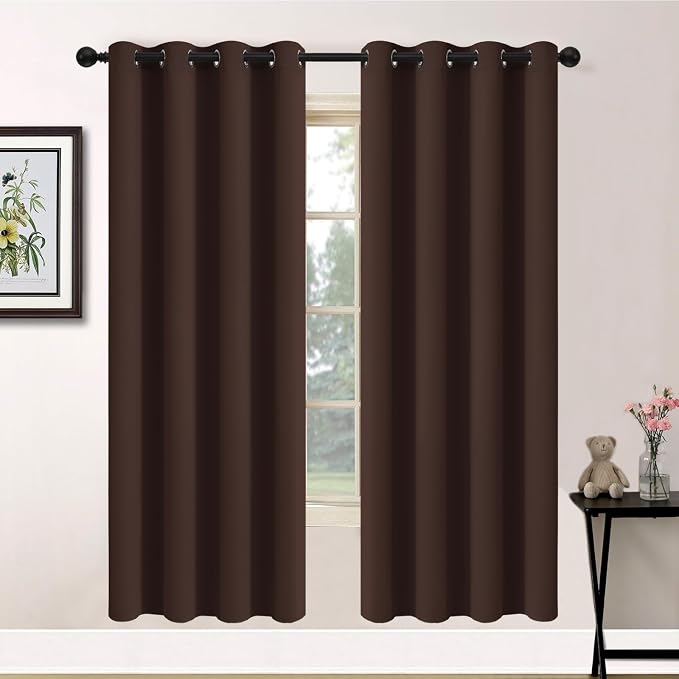 Yakamok Room Darkening Curtains 52x72 inch Long Chocolate Brown-Living Room | 2 by Yakamok