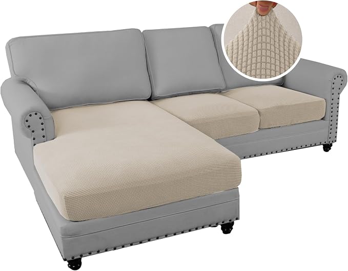 H.VERSAILTEX Sectional Couch Covers 3 Pieces Sofa Seat Cushion Covers L Shape - Image 2