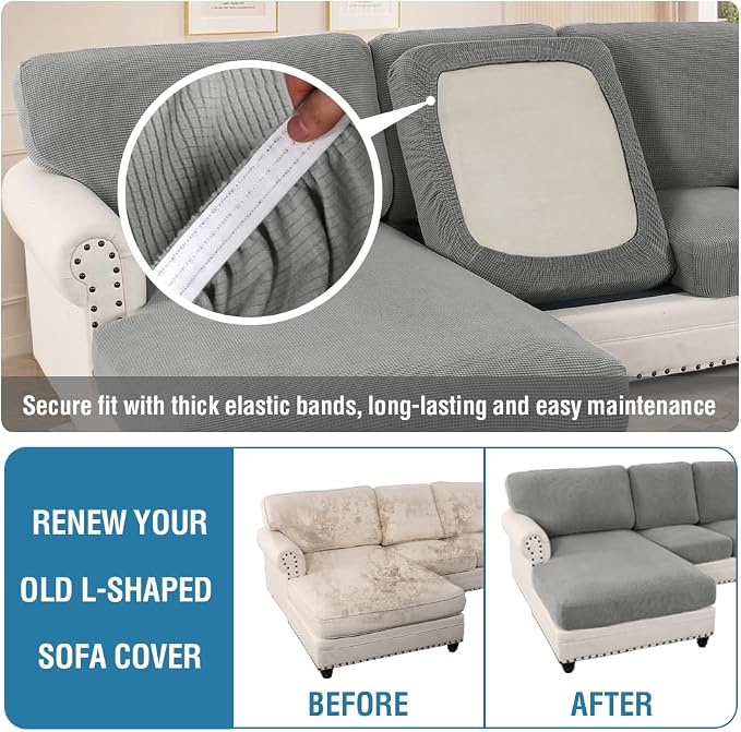 H.VERSAILTEX Sectional Couch Covers 8 Pieces Stretch Sofa Covers - Image 6