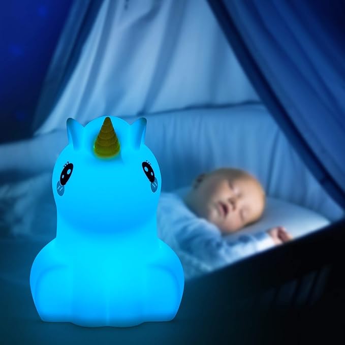 Night Light for Kids Silicone Unicorn Night Light 9 Colors Baby Light Bedside Lamp Rechargeable Remote LED Children Night Light for Toddlers/Boys/Girls/Adults/Bedroom/Bathroom/Outdoor