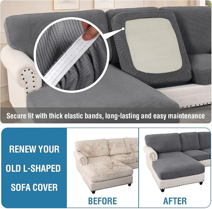 H.VERSAILTEX Sectional Couch Covers 6 Pieces Stretch Sofa Covers - Image 6