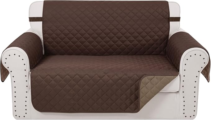 Reversible Loveseat Couch Sofa Covers, Chocolate | Loveseat Covers by LuxshareHome