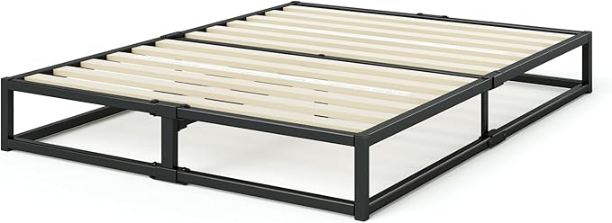 Zinus Joseph 10 Inch Platform Bed Frame, Wood Slat Support, No Box Spring Needed, Eco Friendly WonderBox(TM) Packaging, Easy Assembly, Black, Queen
