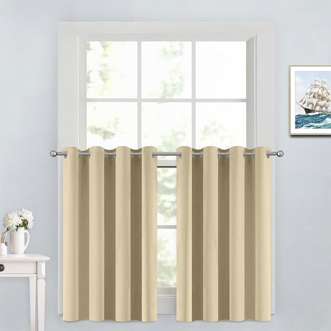 Yakamok Beige Room Darkening Window Curtains 52x36 Inch by Yakamok