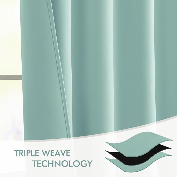 MIULEE Aqua Back Tab Blackout Curtains 52x120 Inch Long 2 Panels Set | Rod - Image 7