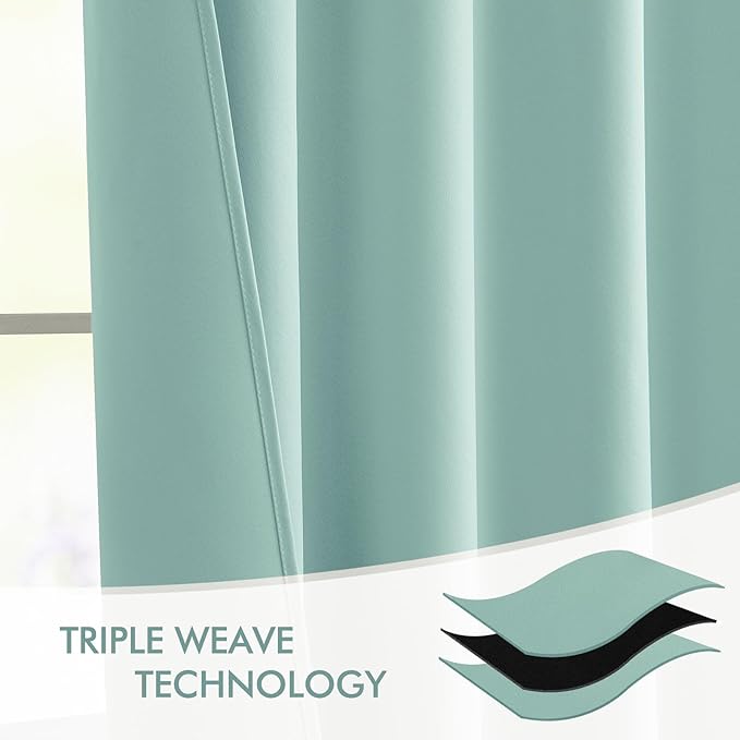 MIULEE Aqua Back Tab Blackout Curtains 52x102 Inch Long 2 Panels Set | Rod - Image 7