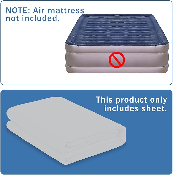 Bedecor Air Bed Sheets for Mattress Cover Removable Bed and Elastic Band Super Soft and Breathable & Deep up to 21" Light Gray Queen