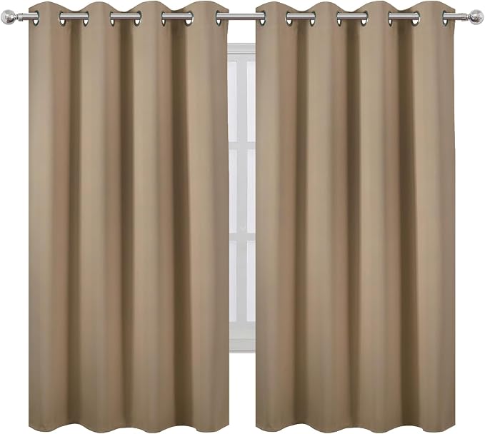 Natural Blackout Curtains 52 x 63 Inch Length/Set of 2 Curtain Panels/Thermal - Image 2
