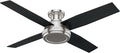 Hunter Fan Company 59247 Dempsey 52 inch Ceiling Fan with Light and Remote, Low Profile Indoor, Brushed Nickel Finish