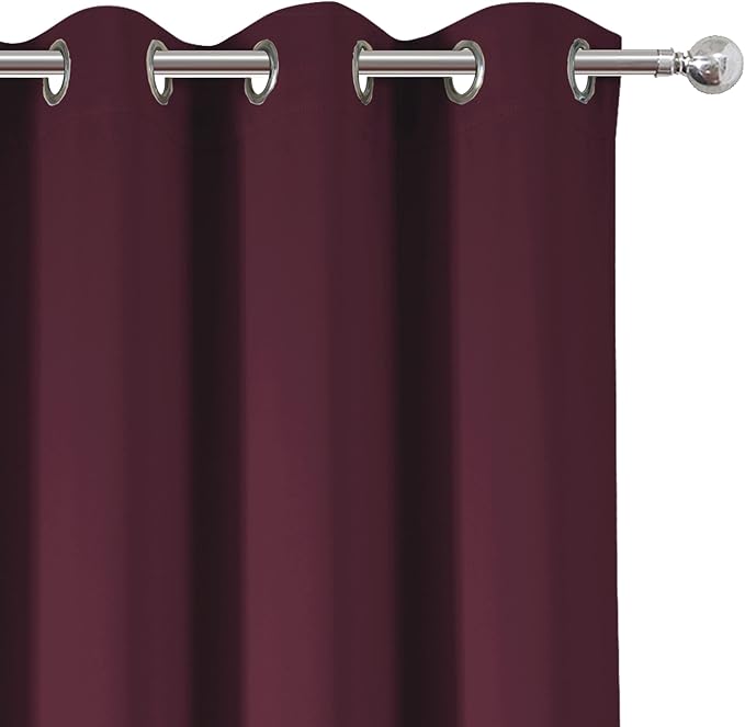 Blackout Curtains 52 x 45 inch/Burgundy Red Curtains Set of 2 Panels/Thermal - Image 7