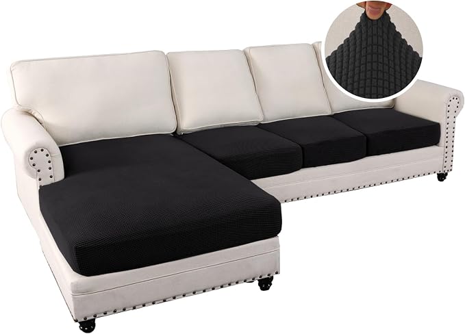 H.VERSAILTEX Sectional Couch Covers 4 Pieces Sofa Seat Cushion Covers L Shape - Image 2
