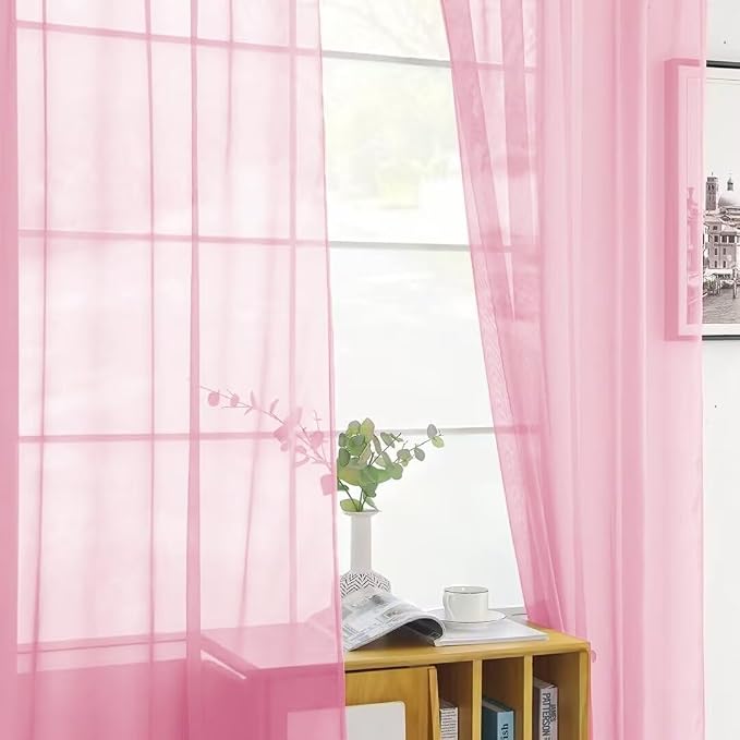 SpaceDresser Sheer Voile Window Treatment Rod Pocket Curtain Panels - Image 7