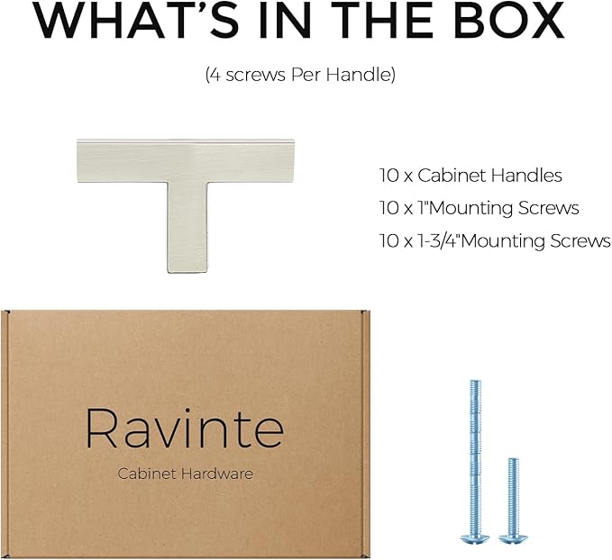 Ravinte 10 Pack Solid Single Hole Slim Square Bar Dresser Drawer Handles Kitchen Cabinet Handles Brushed Nickel Drawer Pulls Kitchen Cabinet Hardware Pulls
