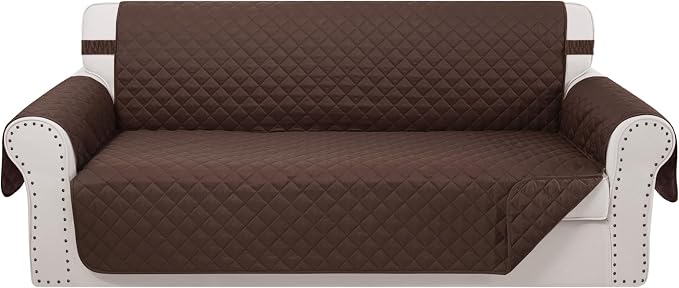 Reversible 4 Seater Sofa Cover 91" Large, Chocolate | Couch Cover Furniture by LuxshareHome