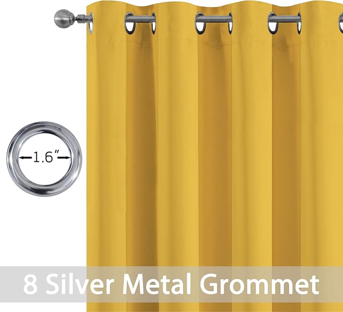 Yakamok Room Darkening Curtains 52x108 inch Long Mustard Yellow-Bedroom | 2 - Image 2