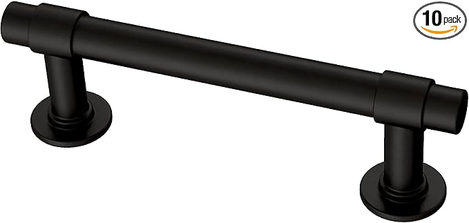 Franklin Brass - Francisco Matte Black Cabinet Handles 3 Inch (3") Hole Center Pulls | Easy Install, Durable Hardware for Kitchen Cabinet Door, Drawers, Dresser Pull, Furniture (10 Pack)