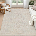 6x9 Area Rugs Living Room: Bedroom Washable Carpet Warm Beige | Vintage Boho by Luxturiy