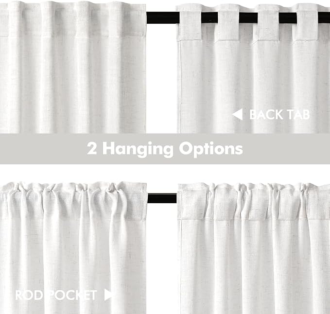 MIULEE Bleached Linen Kitchen Curtain 24 Inches Length 2 Panels Farmhouse | - Image 5