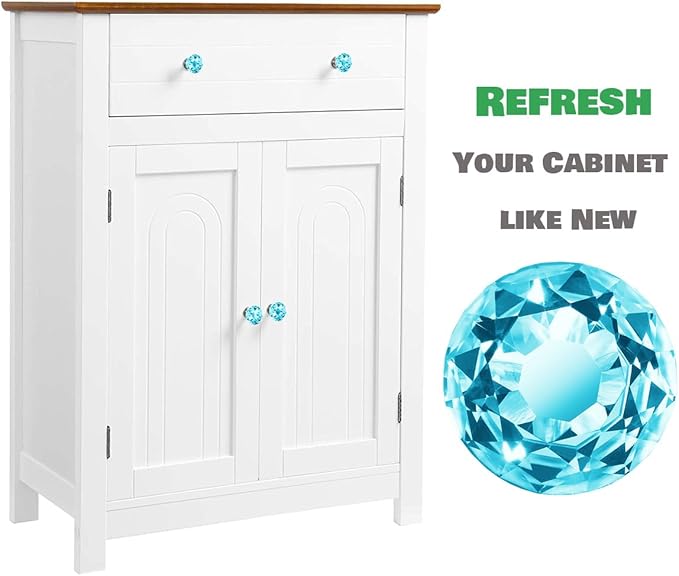 DEELF 30 Packs Kitchen Cabinet Knobs, 30 mm Crystal Cabinet Knobs, Diamond Dresser Handle Drawer Pulls, Dresser Knobs for Cabinets and Drawers, Light Blue