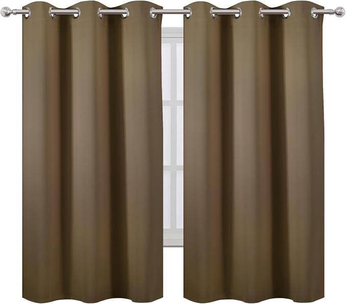 Blackout Curtains 42 x 63 inch/Brown Curtains Set of 2 Panels/Thermal Insulated - Image 2