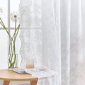 YJ YANJUN Vintage Lace Curtains 63 Inches Length- Elegance Floral White Sheer by YJYANJUN