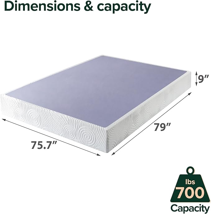 ZINUS Metal Box Spring with Wood Slats, 9 Inch Mattress Foundation, Sturdy Steel Structure, Easy Assembly, King