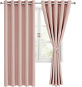 Blackout Curtains for Bedroom, 60 x 63 Inches Length Blush 2 Panels | Thermal by Hiasan