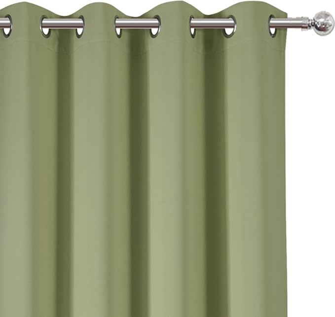 Blackout Curtains 52 x 108 inch/Sage Green Curtains Set of 2 Panels/Thermal - Image 6
