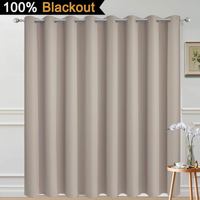 Yakamok Natural 100% Blackout Patio Door Curtain Panels W100 x L84, 1 Panel | - Image 2