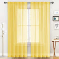 SpaceDresser Basic Rod Pocket Sheer Voile Window Curtain Panels Yellow 1 Pair 2 by SpaceDresser