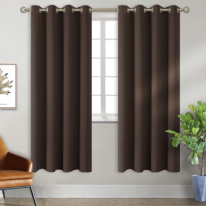 BGment Brown Blackout Curtains 72 Inch Length 2 Panels Set, Grommet Thermal Insulated Room Darkening Curtains for Bedroom, Each 46 x 72 Inch
