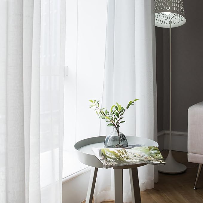 MIULEE Short White Sheer Curtains 45 Inches Long, 54 X 45 Inches, 2 Panels | - Image 5