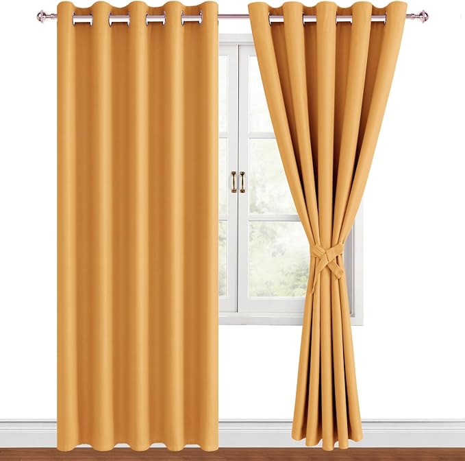 Blackout Curtains for Bedroom, 60 x 84 Inches Long, Pumpkin Orange | Thermal by Hiasan
