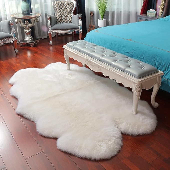 LLB Genuine Sheepskin Area Rug Wool Rug Fur Carpet Fluffy Shaggy Fur Rug - Image 2
