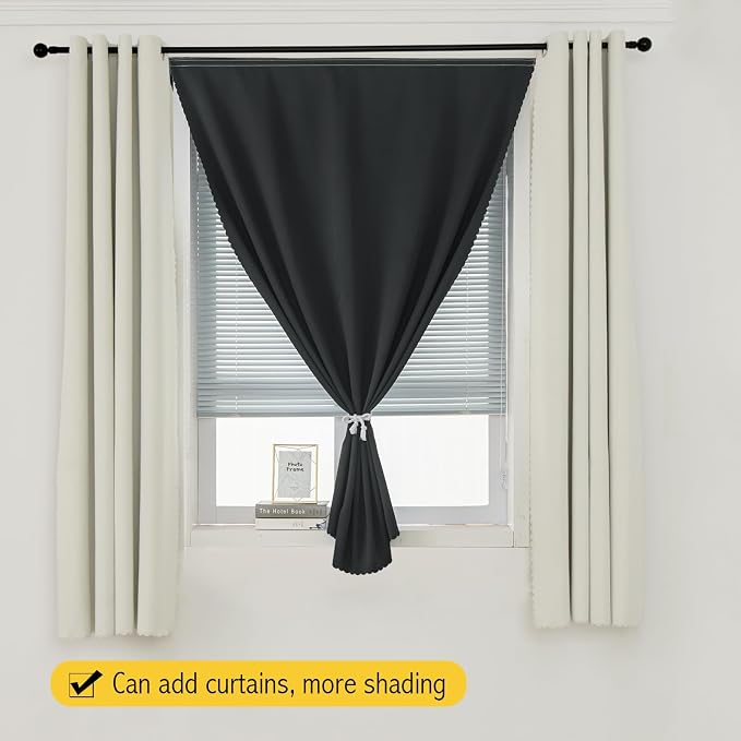 Blackout Curtains with Self Adhesive Tape No Rod No Drill Easy Install Window - Image 8