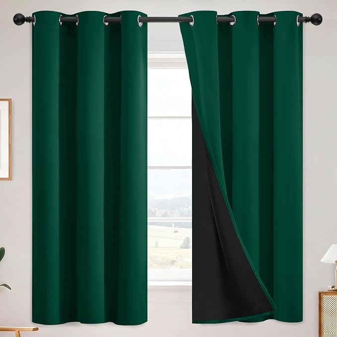 SimpleHome Dark Green 100% Blackout Curtains Room Darkening Living Room 63 | by SimpleHome