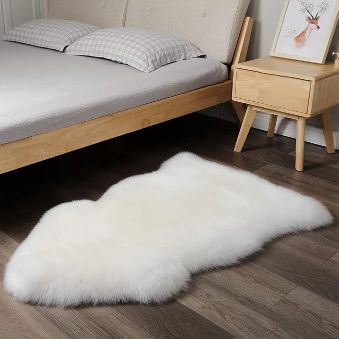 IRIWOOL Premium Genuine Fur Sheepskin Rug Real Australia Sheepskin Natural - Image 2
